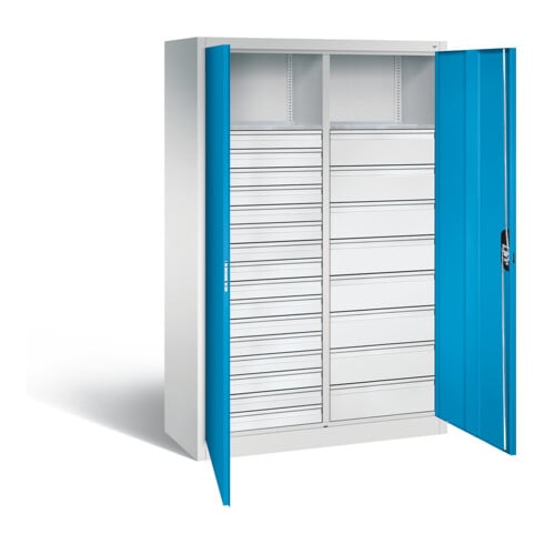 C+P Werkzeugschrank Acurado, H1950xB1200xT500mm, Front Lichtblau, Korpus Lichtgrau (8931-303)