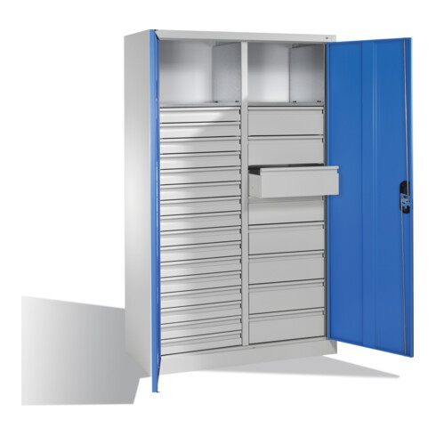 C+P Werkzeugschrank Acurado, H1950xB1200xT500mm, Front Lichtblau, Korpus Lichtgrau (8931-303)