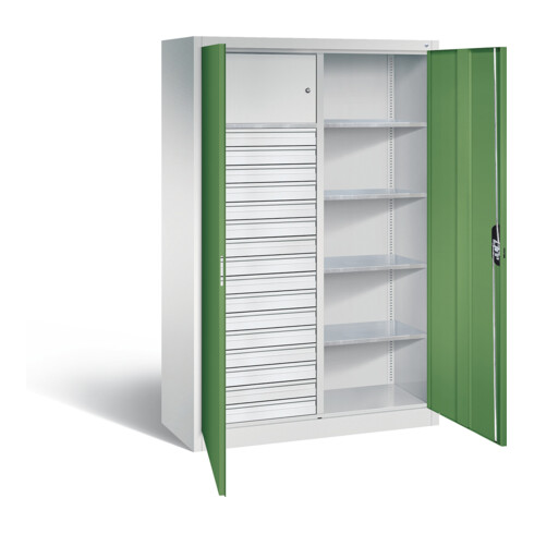 C+P Werkzeugschrank Acurado, H1950xB1200xT500mm, Front Resedagrün, Korpus Lichtgrau (8931-301)