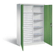 C+P Werkzeugschrank Acurado, H1950xB1200xT500mm, Front Resedagrün, Korpus Lichtgrau (8931-301)