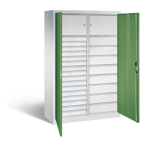C+P Werkzeugschrank Acurado, H1950xB1200xT500mm, Front Resedagrün, Korpus Lichtgrau (8931-302)