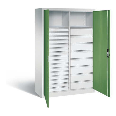 C+P Werkzeugschrank Acurado, H1950xB1200xT500mm, Front Resedagrün, Korpus Lichtgrau (8931-303)