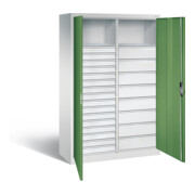 C+P Werkzeugschrank Acurado, H1950xB1200xT500mm, Front Resedagrün, Korpus Lichtgrau (8931-303)