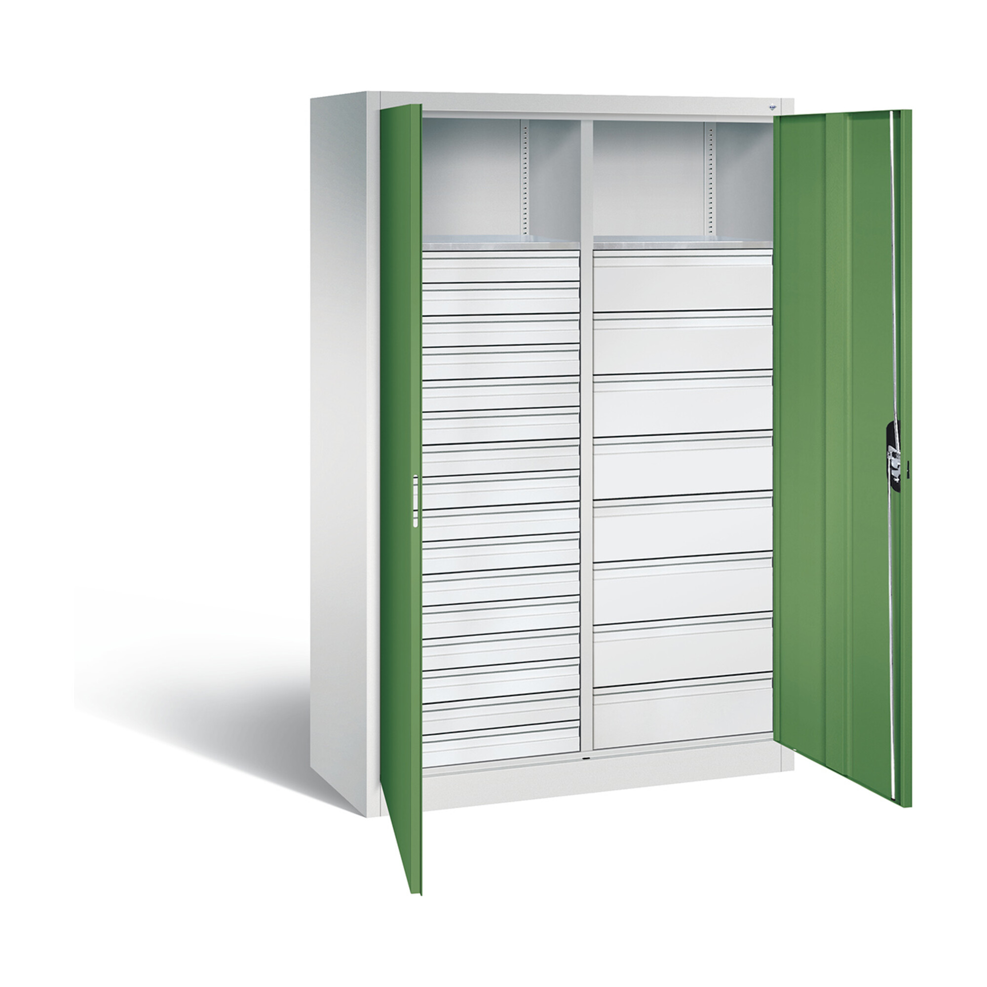 C+P Werkzeugschrank Acurado, H1950xB1200xT500mm, Front Resedagrün, Korpus Lichtgrau (8931-303) ; C + P Möbelsysteme
