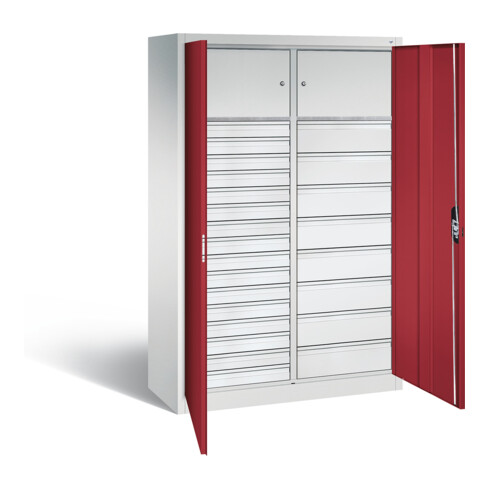 C+P Werkzeugschrank Acurado, H1950xB1200xT500mm, Front Rubinrot, Korpus Lichtgrau (8931-302)