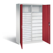 C+P Werkzeugschrank Acurado, H1950xB1200xT500mm, Front Rubinrot, Korpus Lichtgrau (8931-303)