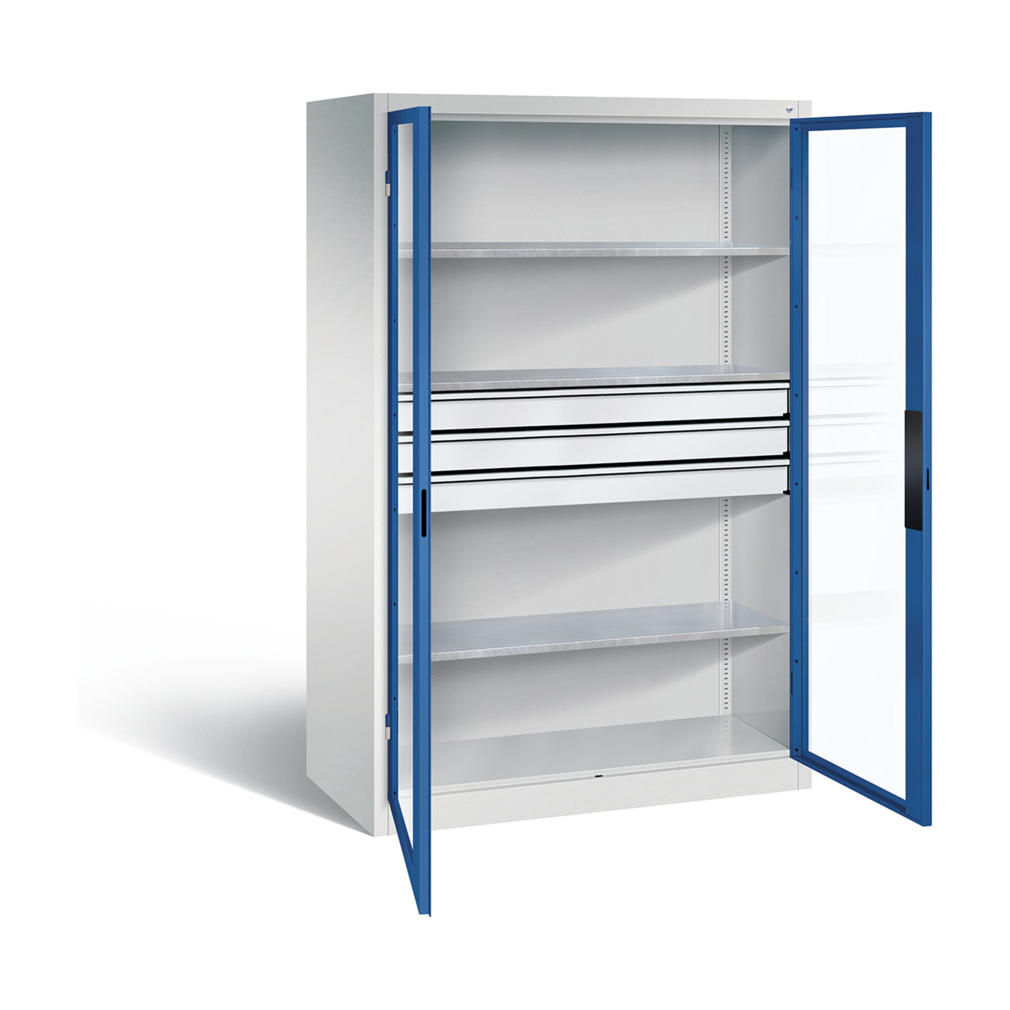 C+P Werkzeugschrank Acurado, H1950xB1200xT600mm, Front Enzianblau, Korpus Lichtgrau (8932-5530) ; C + P Möbelsysteme