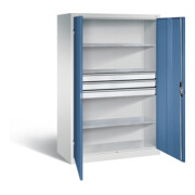C+P Werkzeugschrank Acurado, H1950xB1200xT600mm, Front Fernblau, Korpus Lichtgrau (8932-5030)