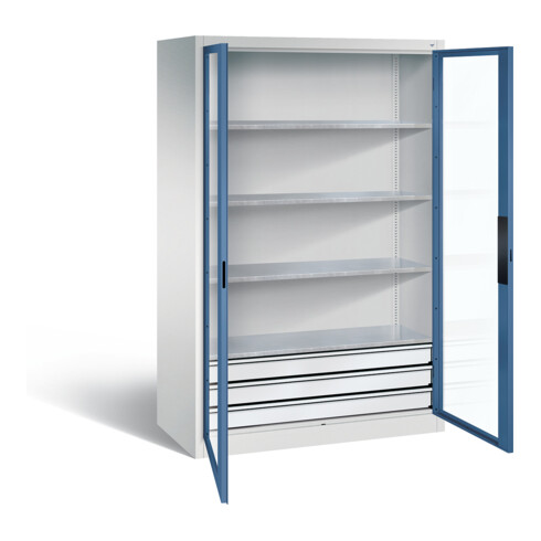 C+P Werkzeugschrank Acurado, H1950xB1200xT600mm, Front Fernblau, Korpus Lichtgrau (8932-553)