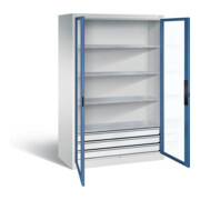 C+P Werkzeugschrank Acurado, H1950xB1200xT600mm, Front Fernblau, Korpus Lichtgrau (8932-553)
