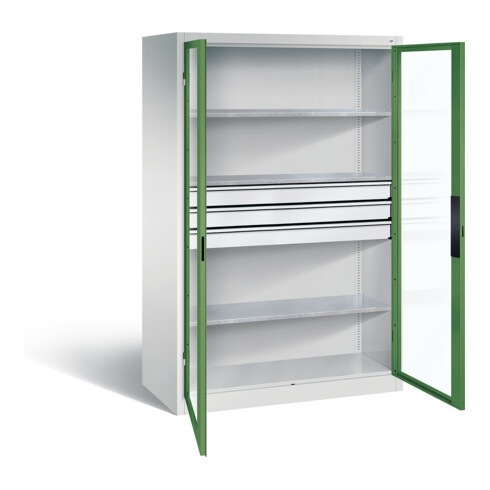 C+P Werkzeugschrank Acurado, H1950xB1200xT600mm, Front Resedagrün, Korpus Lichtgrau (8932-5530)