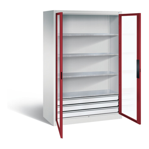 C+P Werkzeugschrank Acurado, H1950xB1200xT600mm, Front Rubinrot, Korpus Lichtgrau (8932-553)