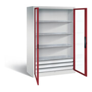 C+P Werkzeugschrank Acurado, H1950xB1200xT600mm, Front Rubinrot, Korpus Lichtgrau (8932-553)