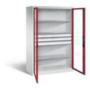 C+P Werkzeugschrank Acurado, H1950xB1200xT600mm, Front Rubinrot, Korpus Lichtgrau (8932-5530)
