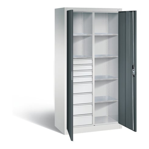 C+P Werkzeugschrank Acurado, H1950xB930xT500mm, Front Anthrazitgrau, Korpus Lichtgrau (8921-305)