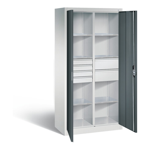 C+P Werkzeugschrank Acurado, H1950xB930xT500mm, Front Anthrazitgrau, Korpus Lichtgrau (8921-3041)