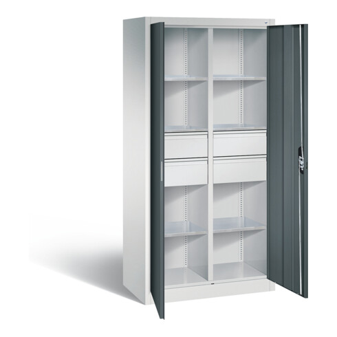 C+P Werkzeugschrank Acurado, H1950xB930xT500mm, Front Anthrazitgrau, Korpus Lichtgrau (8921-3042)