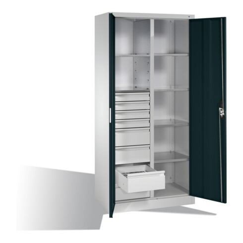 C+P Werkzeugschrank Acurado, H1950xB930xT500mm, Front Anthrazitgrau, Korpus Lichtgrau (8921-305)