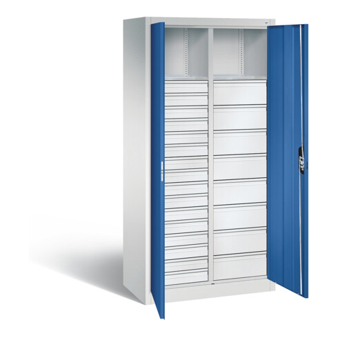 C+P Werkzeugschrank Acurado, H1950xB930xT500mm, Front Enzianblau, Korpus Lichtgrau (8921-303)