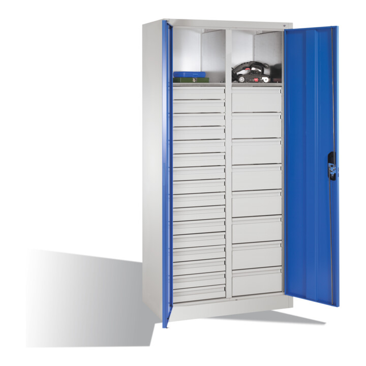 C+P Werkzeugschrank Acurado, H1950xB930xT500mm, Front Enzianblau, Korpus Lichtgrau (8921-303)