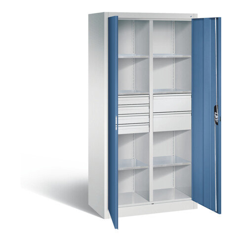 C+P Werkzeugschrank Acurado, H1950xB930xT500mm, Front Fernblau, Korpus Lichtgrau (8921-3041)