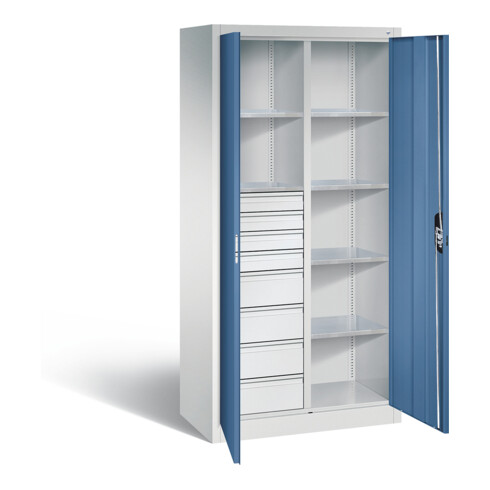 C+P Werkzeugschrank Acurado, H1950xB930xT500mm, Front Fernblau, Korpus Lichtgrau (8921-305)