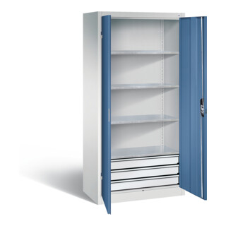 C+P Werkzeugschrank Acurado, H1950xB930xT500mm, Front Fernblau, Korpus Lichtgrau (8921-503)