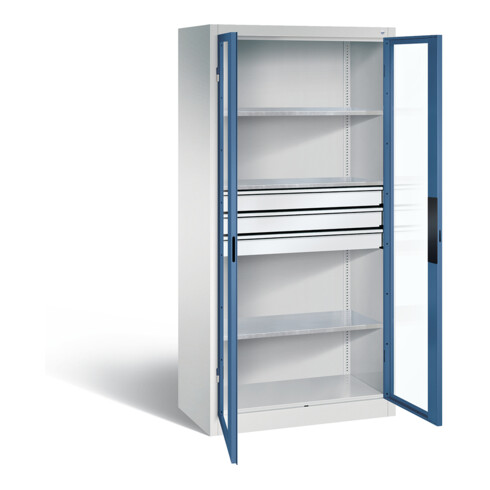 C+P Werkzeugschrank Acurado, H1950xB930xT500mm, Front Fernblau, Korpus Lichtgrau (8921-5530)