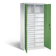 C+P Werkzeugschrank Acurado, H1950xB930xT500mm, Front Resedagrün, Korpus Lichtgrau (8921-303)