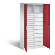 C+P Werkzeugschrank Acurado, H1950xB930xT500mm, Front Rubinrot, Korpus Lichtgrau (8921-303)