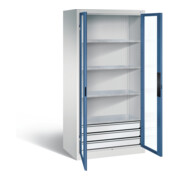 C+P Werkzeugschrank Acurado, H1950xB930xT600mm, Front Fernblau, Korpus Lichtgrau (8922-553)