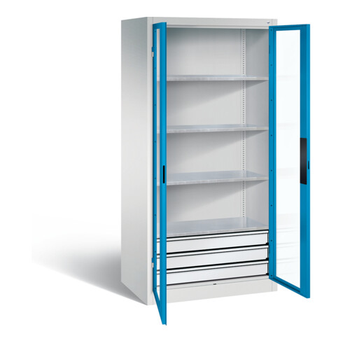 C+P Werkzeugschrank Acurado, H1950xB930xT600mm, Front Lichtblau, Korpus Lichtgrau (8922-553)