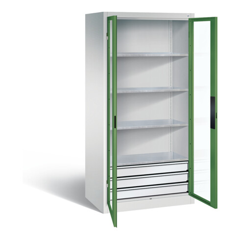 C+P Werkzeugschrank Acurado, H1950xB930xT600mm, Front Resedagrün, Korpus Lichtgrau (8922-553)