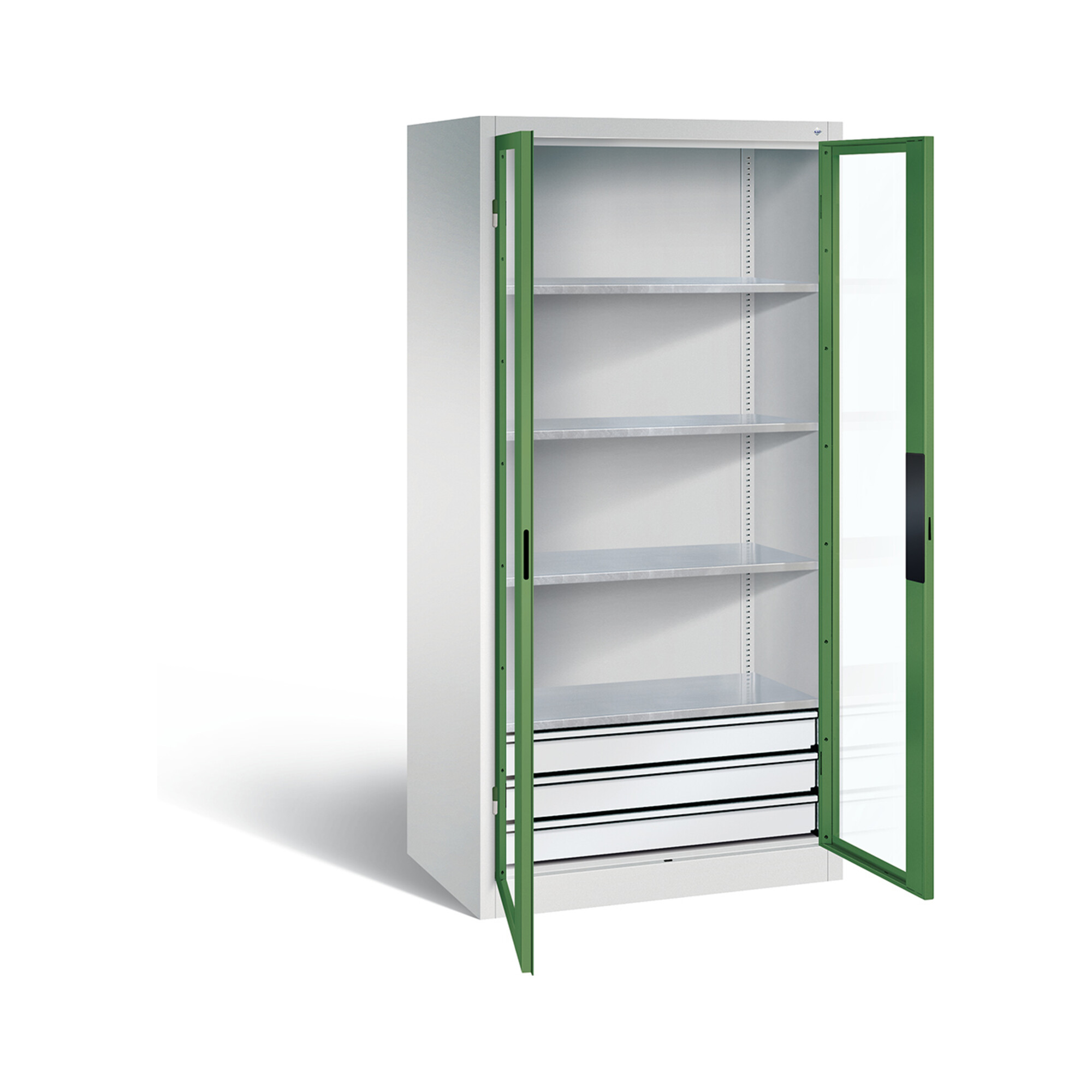 C+P Werkzeugschrank Acurado, H1950xB930xT600mm, Front Resedagrün, Korpus Lichtgrau (8922-553) ; C + P Möbelsysteme