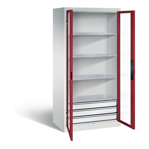 C+P Werkzeugschrank Acurado, H1950xB930xT600mm, Front Rubinrot, Korpus Lichtgrau (8922-553)