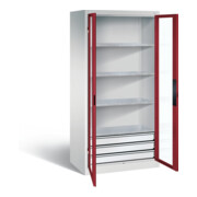 C+P Werkzeugschrank Acurado, H1950xB930xT600mm, Front Rubinrot, Korpus Lichtgrau (8922-553)