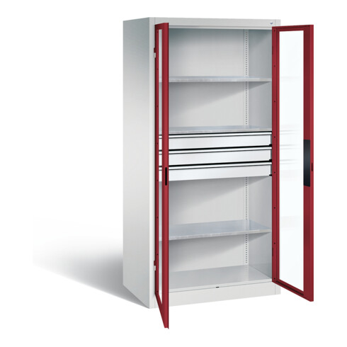 C+P Werkzeugschrank Acurado, H1950xB930xT600mm, Front Rubinrot, Korpus Lichtgrau (8922-5530)