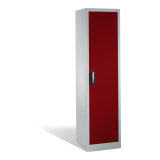 C+P Werkzeugschrank mit Drehtür, innen 4 Böden, H1950xB500xT500mm Front Rubinrot Korpus Lichtgrau