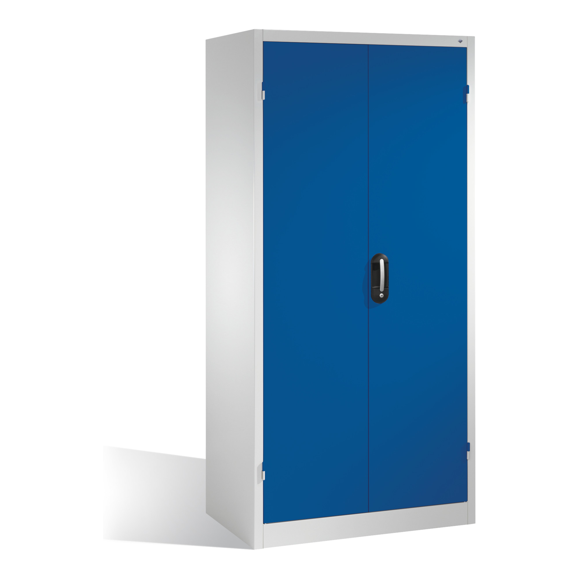 C+P Werkzeugschrank mit Drehtüren, 3 Böden und 3 Schübe, H1950xB930xT600mm Front Enzianblau Korpus Lichtgrau ; C + P Möbelsysteme