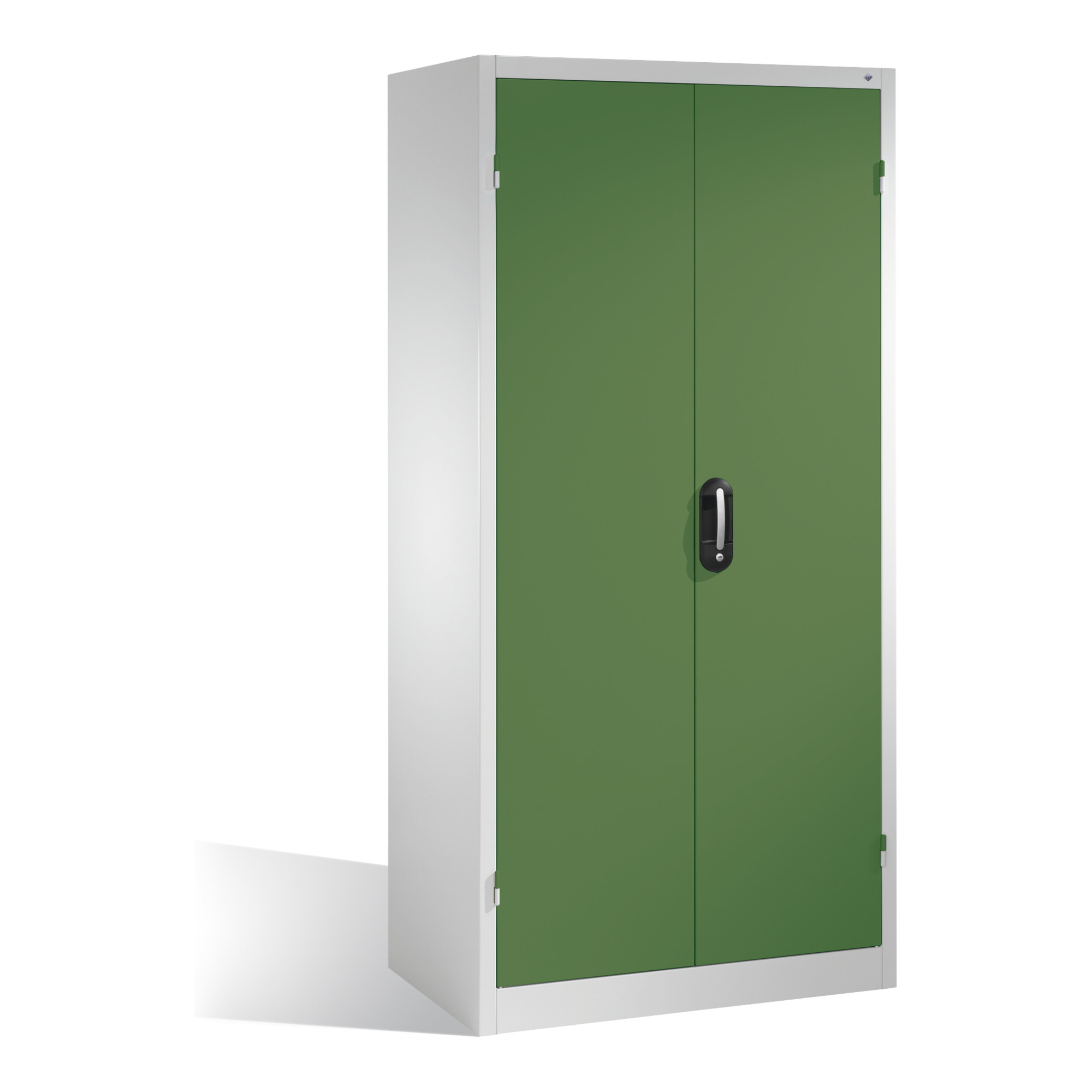 C+P Werkzeugschrank mit Drehtüren, 3 Böden und 3 Schübe, H1950xB930xT600mm Front Resedagrün Korpus Lichtgrau ; C + P Möbelsysteme
