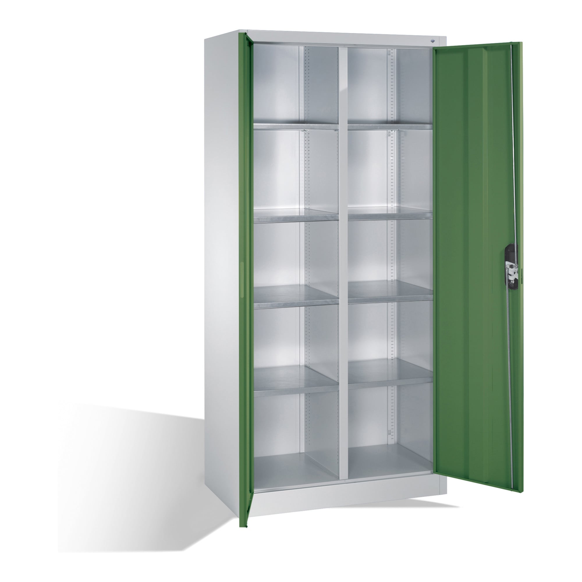 C+P Werkzeugschrank mit Drehtüren, innen 10 Fächer, H1950xB930xT500mm Front Resedagrün Korpus Lichtgrau ; C + P Möbelsysteme
