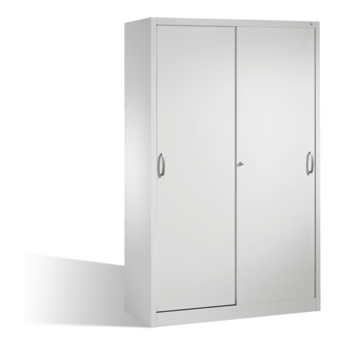 C+P Werkzeugschrank mit Schiebetüren, innen 4 Böden, H1950xB1200xT600mm Front Lichtgrau Korpus Lichtgrau