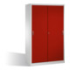 C+P Werkzeugschrank mit Schiebetüren, innen 4 Böden, H1950xB1200xT600mm Front Rubinrot Korpus Lichtgrau