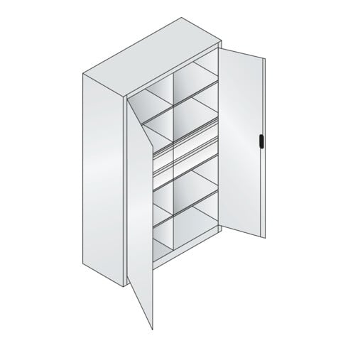 C+P Werkzeugschrank mit Schubladen Acurado, 1950x1200x500mm, 7035/3003