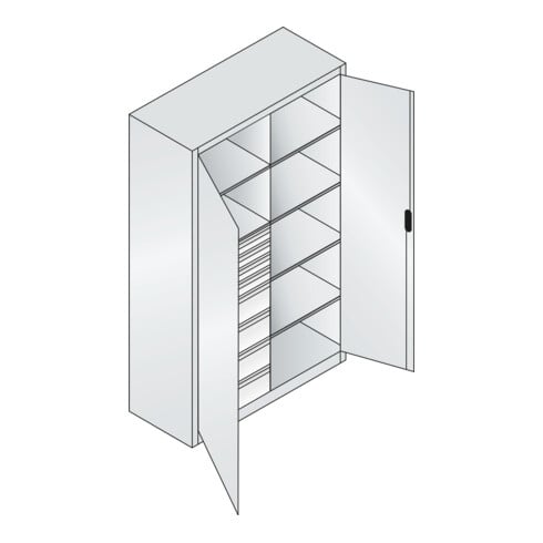 C+P Werkzeugschrank mit Schubladen Acurado, 1950x1200x500mm, 7035/3003