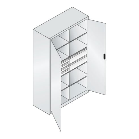 C+P Werkzeugschrank mit Schubladen Acurado, 1950x1200x500mm, 7035/7035