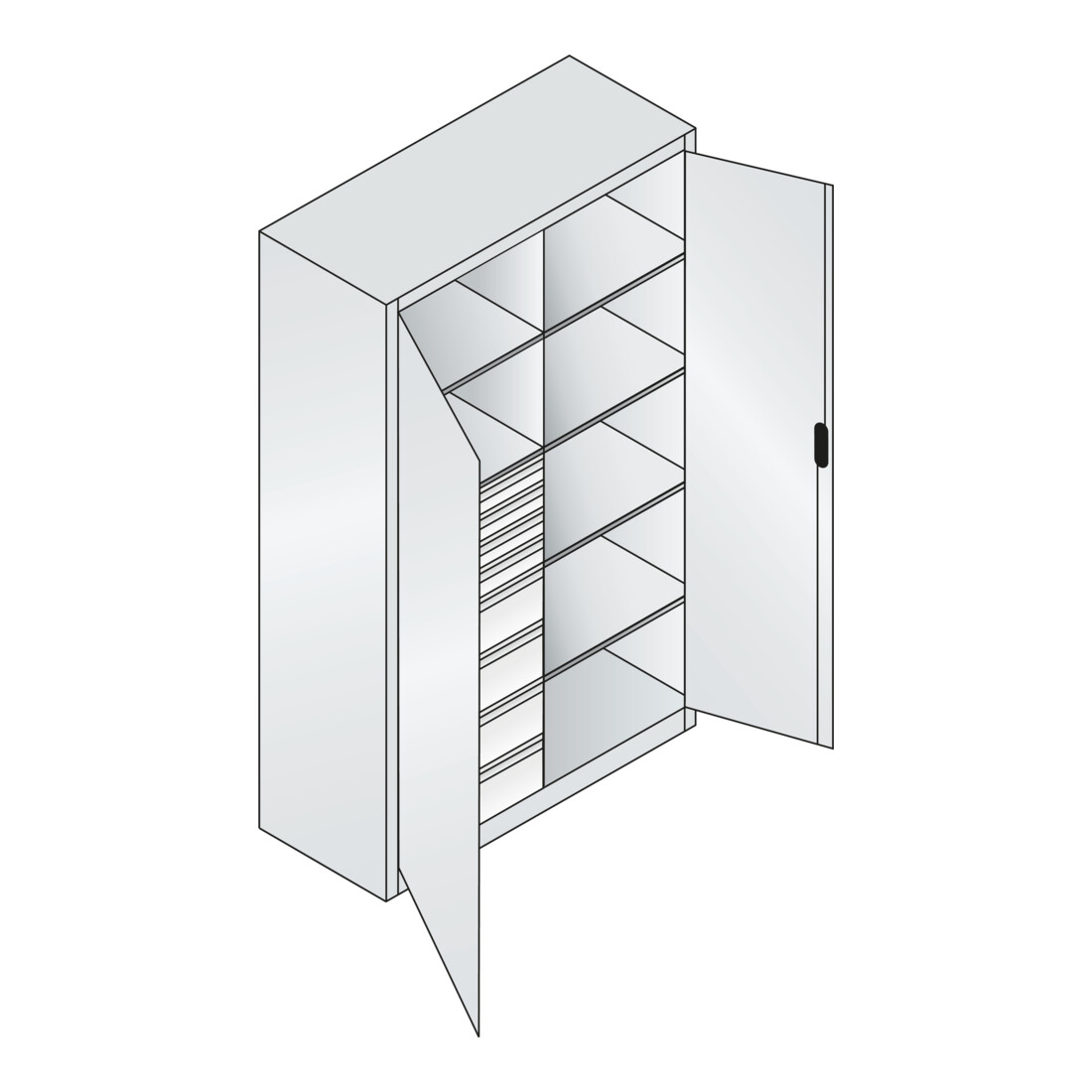 C+P Werkzeugschrank mit Schubladen Acurado, 1950x1200x500mm, 7035/7035