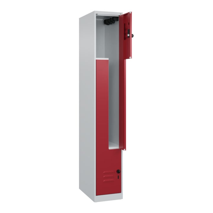 C+P Z-Spind Classic PLUS, 2 Fächer, 1850x300x500mm, 7035/3003 Verschluss Sicherheits-Drehriegel