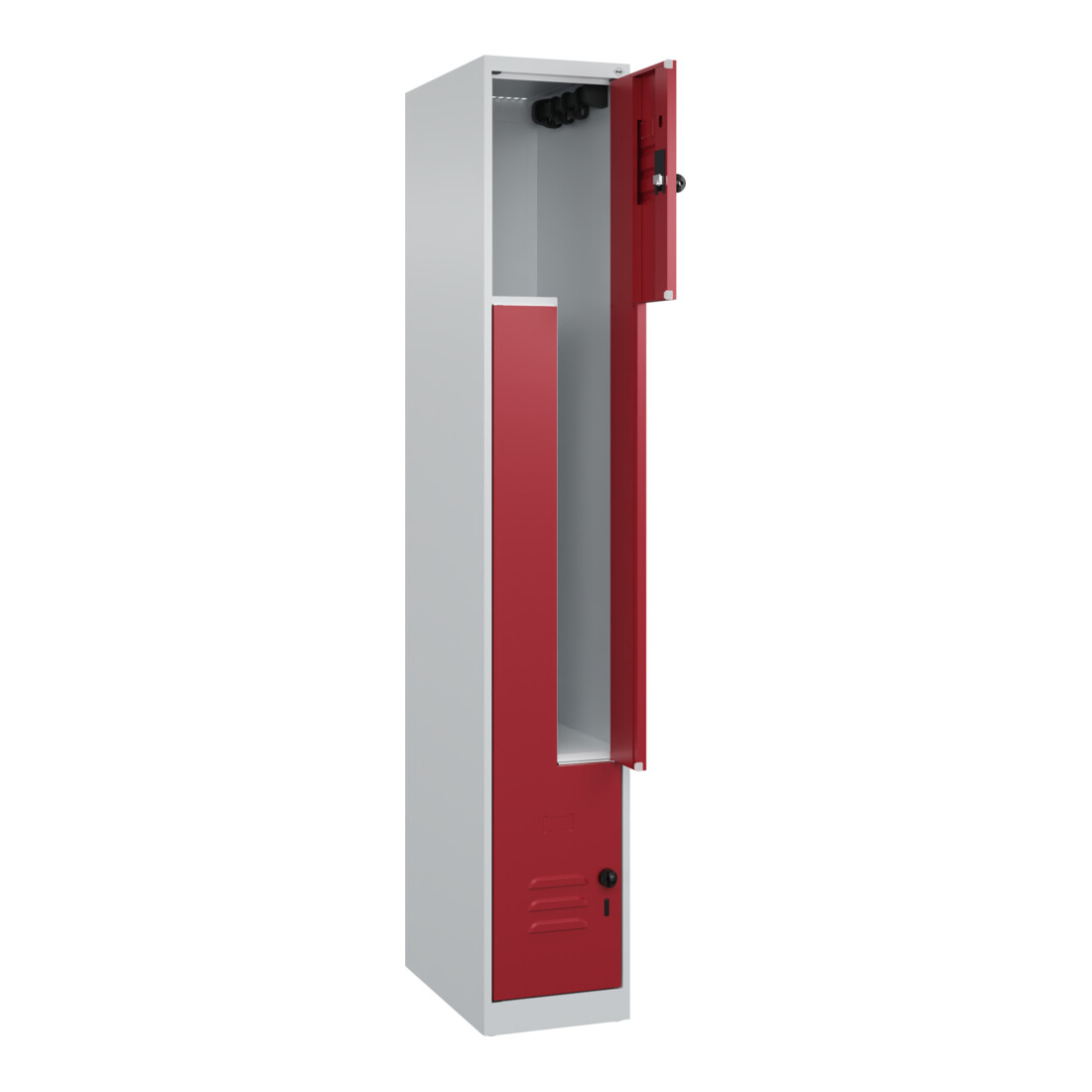 C+P Z-Spind Classic PLUS, 2 Fächer, 1850x300x500mm, 7035/3003 Verschluss Sicherheits-Drehriegel