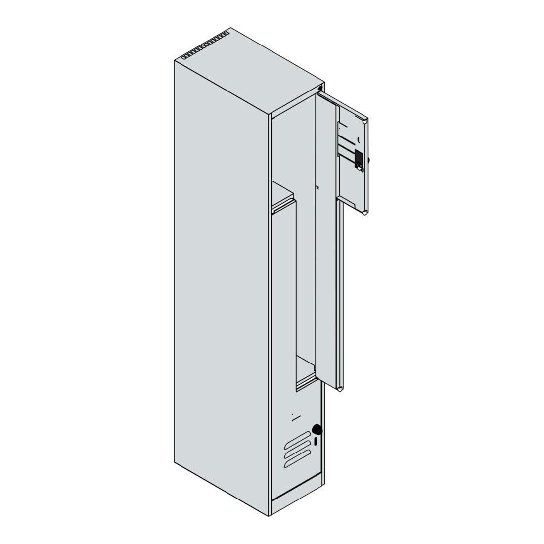 C+P Z-Spind Classic PLUS, 2 Fächer, 1850x300x500mm, 7035/3003 Verschluss Sicherheits-Drehriegel